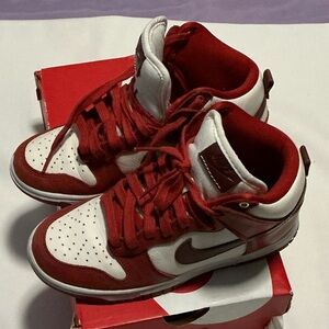 Nike Dunk High LXX “Cinnabar” Red and White Sneakers